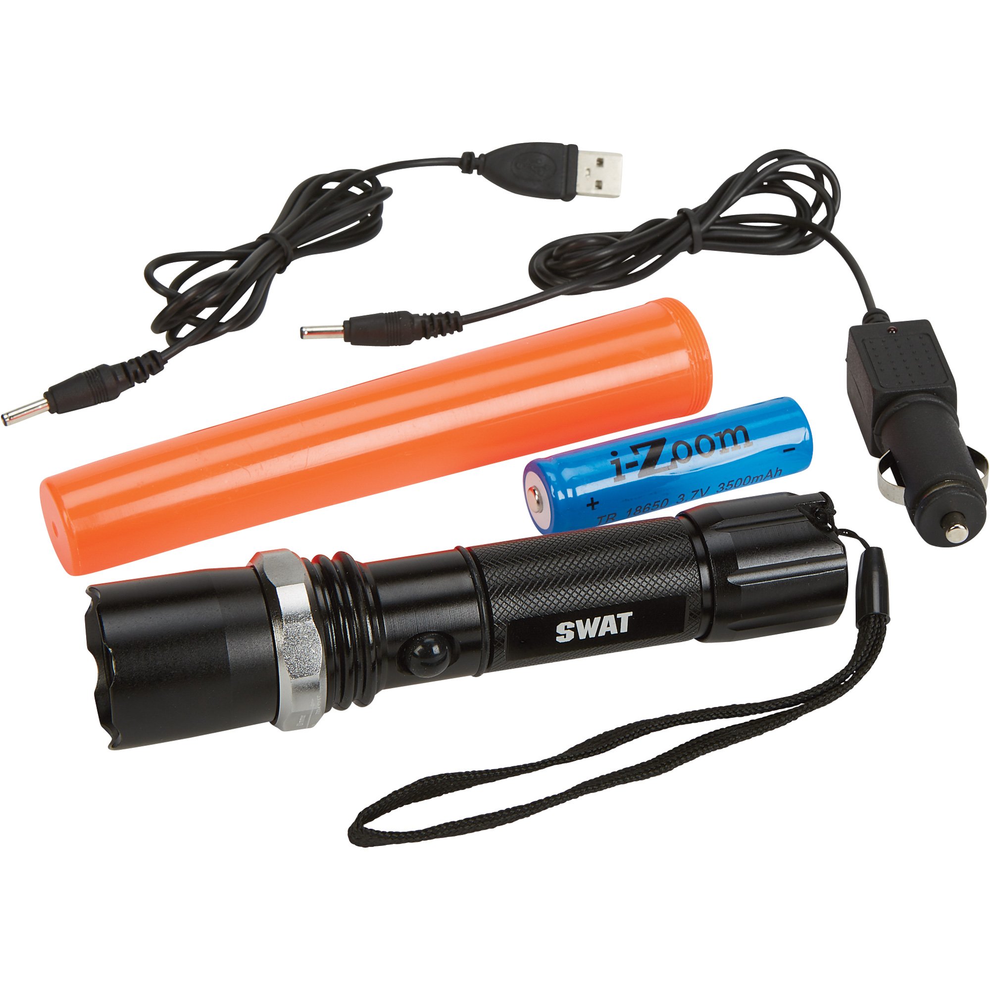 iZoom Tactical Pro Gear Swat Aluminum Rechargeable Flashlight — 120 Lumens